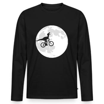 Mond Velociraptor Dinosaurier Velo - Männer Premium Bio Langarmshirt - Schwarz - Vorne - Nico (187cm)