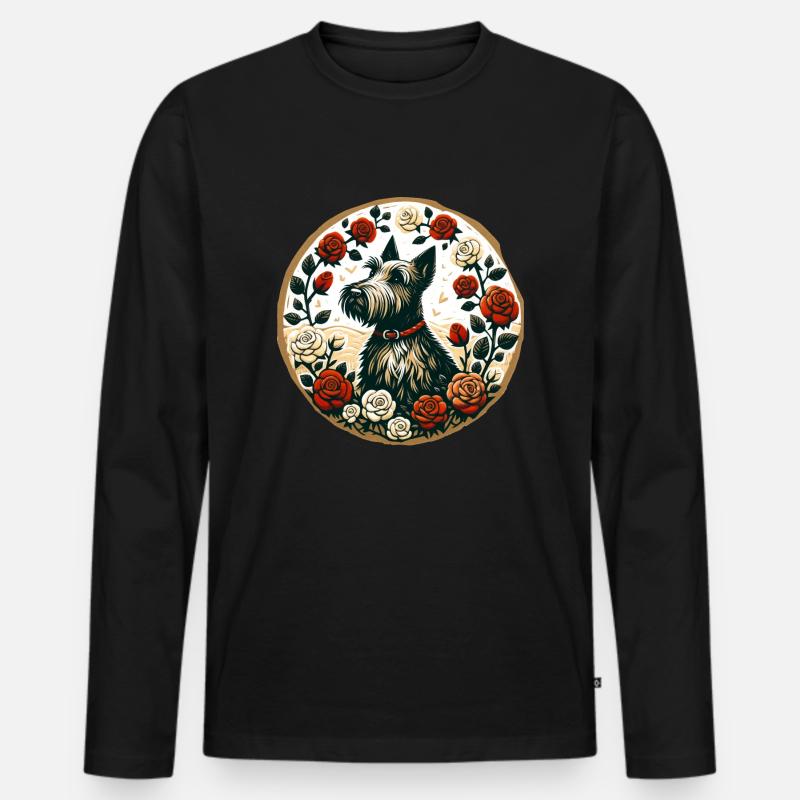 Scottish Terrier - Männer Premium Bio Langarmshirt - Schwarz