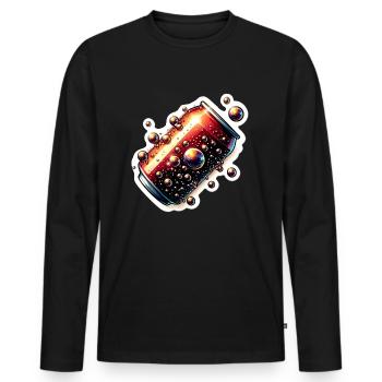 Bottle of soft drink - Men's Premium Organic Long Sleeve Shirt - black - Front - Nico (187cm)