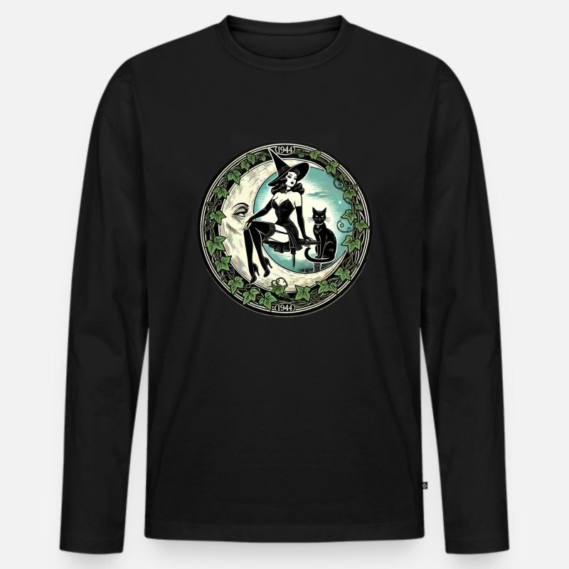 Pinup Hexe - Männer Premium Bio Langarmshirt - Schwarz