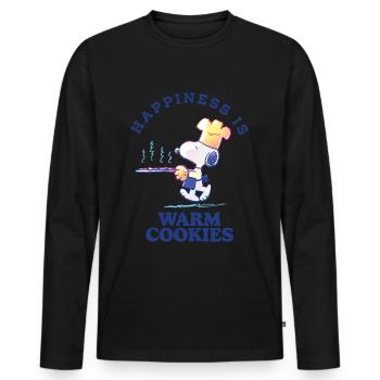 Peanuts Design Le Bonheur C’est Des Cookies Chauds - T-shirt manches longues Premium bio Homme - noir - Devant - Nico (187cm)