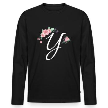Brief und Blumen - Männer Premium Bio Langarmshirt - Schwarz - Vorne - Nico (187cm)