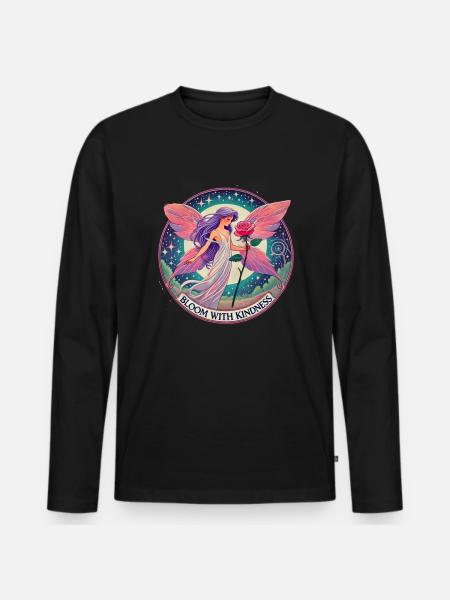 Bloom with Kindness - Men's Premium Organic Long Sleeve Shirt - black