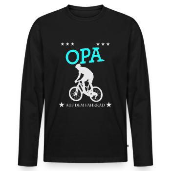 Grandpa on the bike - Men's Premium Organic Long Sleeve Shirt - black - Front - Nico (187cm)