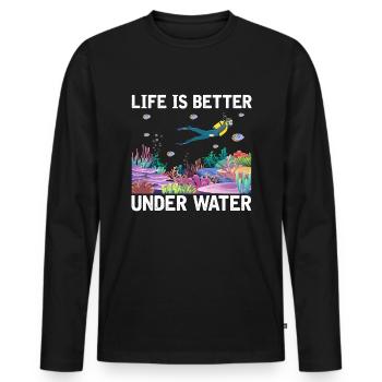 Diving Adventure Divers Sea Ocean - Men's Premium Organic Long Sleeve Shirt - black - Front - Nico (187cm)