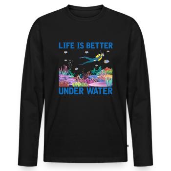 Diving Adventure Divers Sea Ocean - Men's Premium Organic Long Sleeve Shirt - black - Front - Nico (187cm)