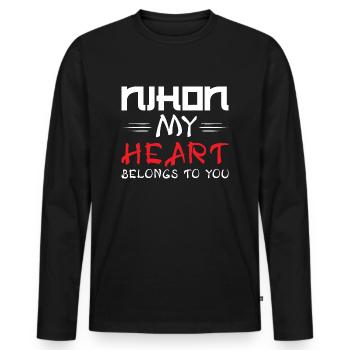 Nihon my heart belongs to you - Men's Premium Organic Long Sleeve Shirt - black - Front - Nico (187cm)