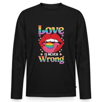 L’amour n’a jamais tort | Concours de conception de fierté2024 - T-shirt manches longues Premium bio Homme - noir - Devant - Nico (187cm)