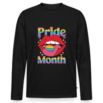 Mois de la fierté | Arc-en-ciel Amour Liberté - T-shirt manches longues Premium bio Homme - noir - Devant - Nico (187cm)