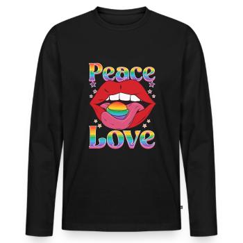 Paix Amour | Rainbow Pride Mois de la liberté - T-shirt manches longues Premium bio Homme - noir - Devant - Nico (187cm)