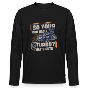 Moto de course de moto dicton - T-shirt manches longues Premium bio Homme - noir - Devant - Nico (187cm)