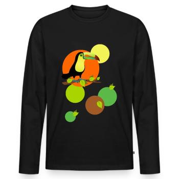 Toucan - colorful and colorful - Men's Premium Organic Long Sleeve Shirt - black - Front - Nico (187cm)