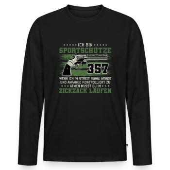 Schützenfest Schießen Schießsport Sportschütze - Männer Premium Bio Langarmshirt - Schwarz - Vorne - Nico (187cm)