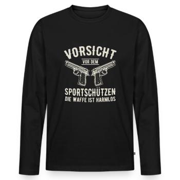 Schützenfest Schießen Schießsport Sportschütze - Männer Premium Bio Langarmshirt - Schwarz - Vorne - Nico (187cm)