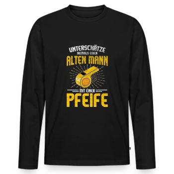 Referee Schiedsrichter Unparteiischer Schiri - Männer Premium Bio Langarmshirt - Schwarz - Vorne - Nico (187cm)