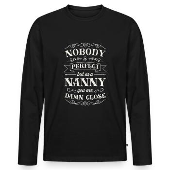 Assistante maternelle Nounou Aupair Baby-sitter - T-shirt manches longues Premium bio Homme - noir - Devant - Nico (187cm)