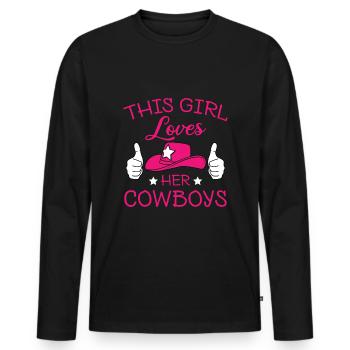 Wild West Western Rodeo Bull Riding Cowboy - Men's Premium Organic Long Sleeve Shirt - black - Front - Nico (187cm)