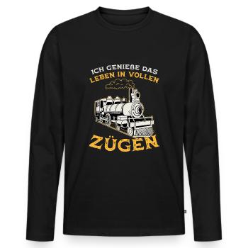 Zugticket Bahnfahren Lockführer Zug Schaffner - Männer Premium Bio Langarmshirt - Schwarz - Vorne - Nico (187cm)