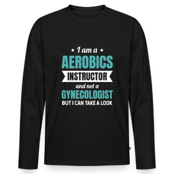 Water aerobics Water sports Fitness Water Aerobics - Men's Premium Organic Long Sleeve Shirt - black - Front - Nico (187cm)
