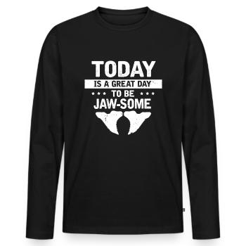 Fossil Archäologie Design Fossilien Fossiljäger - Männer Premium Bio Langarmshirt - Schwarz - Vorne - Nico (187cm)
