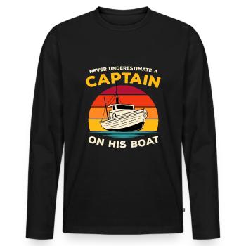 Bateau de sport Racing Boat Propriétaire de bateau Capitaine Motorboat - T-shirt manches longues Premium bio Homme - noir - Devant - Nico (187cm)