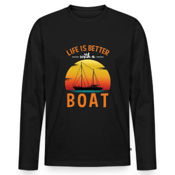 Sportboot Rennboot Bootsbesitzer Kapitän Motorboot - Männer Premium Bio Langarmshirt - Schwarz - Vorne - Nico (187cm)