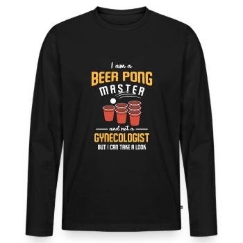 Jeu à boire Alcool Bière Student Party Beer pong - T-shirt manches longues Premium bio Homme - noir - Devant - Nico (187cm)