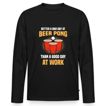 Jeu à boire Alcool Bière Student Party Beer pong - T-shirt manches longues Premium bio Homme - noir - Devant - Nico (187cm)