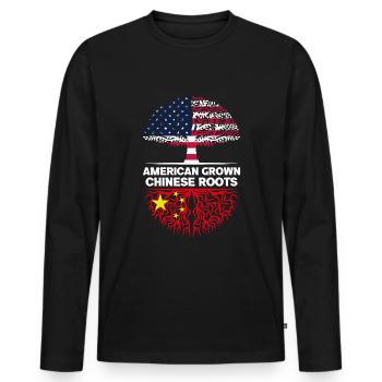 American Grown Chinese Roots China Abstammung - Männer Premium Bio Langarmshirt - Schwarz - Vorne - Nico (187cm)