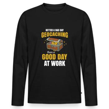 Schnitzeljagd Geocacher Abenteuer Geocaching - Männer Premium Bio Langarmshirt - Schwarz - Vorne - Nico (187cm)