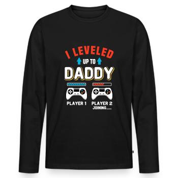 Zocker Dad Nachwuchs Joystick Level Up to Daddy - Männer Premium Bio Langarmshirt - Schwarz - Vorne - Nico (187cm)