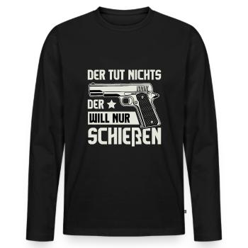 Schützenfest Schießen Schießsport Sportschütze - Männer Premium Bio Langarmshirt - Schwarz - Vorne - Nico (187cm)