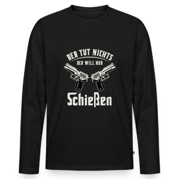 Schützenfest Schießen Schießsport Sportschütze - Männer Premium Bio Langarmshirt - Schwarz - Vorne - Nico (187cm)