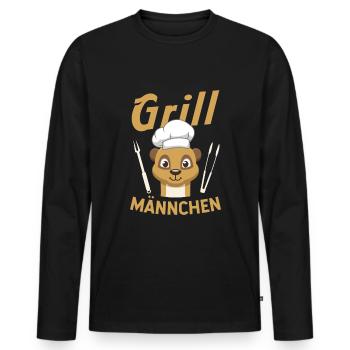 Grill Männchen Erdmännchen Griller Motiv - Männer Premium Bio Langarmshirt - Schwarz - Vorne - Nico (187cm)
