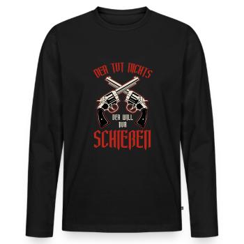 Schützenfest Schießen Schießsport Sportschütze - Männer Premium Bio Langarmshirt - Schwarz - Vorne - Nico (187cm)