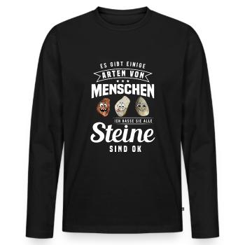 Es Gibt Einige Arten Von Menschen Ich hasse Alle - Männer Premium Bio Langarmshirt - Schwarz - Vorne - Nico (187cm)