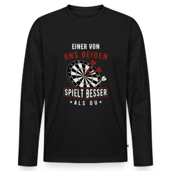 Darts Dartspieler Dartpfeile Dartscheibe Darter - Männer Premium Bio Langarmshirt - Schwarz - Vorne - Nico (187cm)