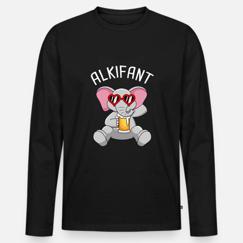 Alkifant Elefant Biertrinker Bier - Männer Premium Bio Langarmshirt - Schwarz