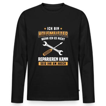 Schulhausmeister Hausverwalter Hausmeister - Männer Premium Bio Langarmshirt - Schwarz - Vorne - Nico (187cm)