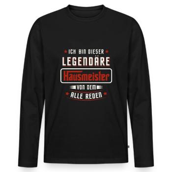 Schulhausmeister Hausverwalter Hausmeister - Männer Premium Bio Langarmshirt - Schwarz - Vorne - Nico (187cm)