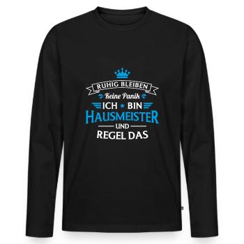 Schulhausmeister Hausverwalter Hausmeister - Männer Premium Bio Langarmshirt - Schwarz - Vorne - Nico (187cm)