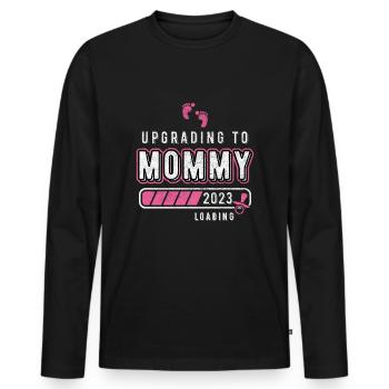 Nachwuchs Baby Mutter Kind Schwanger Geburt Spruch - Männer Premium Bio Langarmshirt - Schwarz - Vorne - Nico (187cm)