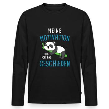 Schlafmütze Faulenzen Schlafen Pyjama Panda - Männer Premium Bio Langarmshirt - Schwarz - Vorne - Nico (187cm)