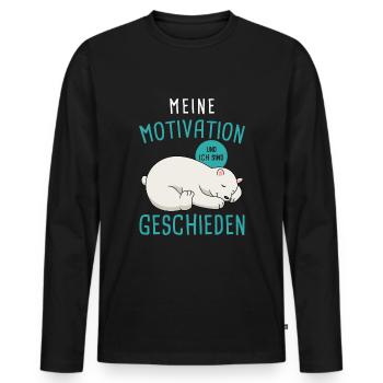 Schlafmütze Faulenzen Schlafen Pyjama Eisbär - Männer Premium Bio Langarmshirt - Schwarz - Vorne - Nico (187cm)