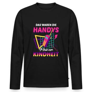 90er Jahre Mottoparty 1990er Neunziger Kostüm - Männer Premium Bio Langarmshirt - Schwarz - Vorne - Nico (187cm)