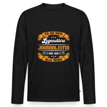 Berichte Journalismus Zeitungsartikel Journalistin - Männer Premium Bio Langarmshirt - Schwarz - Vorne - Nico (187cm)