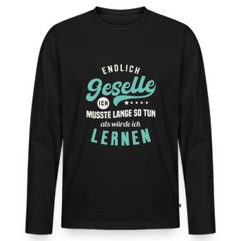 Gesellenprüfung Ausbildung Bestanden Geselle - Männer Premium Bio Langarmshirt - Schwarz - Vorne - Nico (187cm)