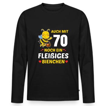 Imker 70. Geburtstag Bienen Fleißiges Bienchen - Männer Premium Bio Langarmshirt - Schwarz - Vorne - Nico (187cm)