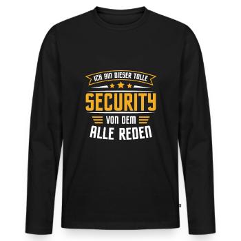 Sicherheitsdienst Türsteher Ordner Security - Männer Premium Bio Langarmshirt - Schwarz - Vorne - Nico (187cm)