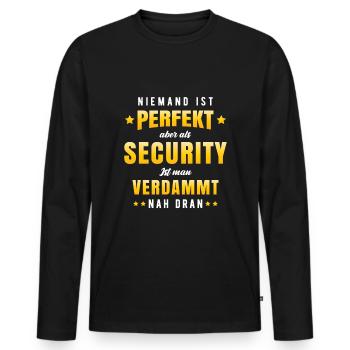 Sicherheitsdienst Türsteher Ordner Security - Männer Premium Bio Langarmshirt - Schwarz - Vorne - Nico (187cm)